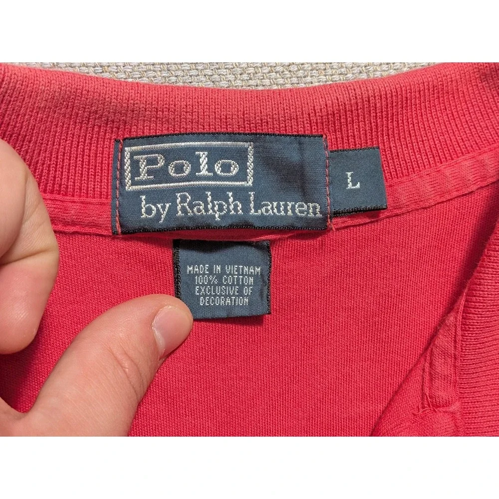 Polo Ralph Lauren Polo Shirt Men's L Red Pique Knit Cotton Short Sleeve Pony